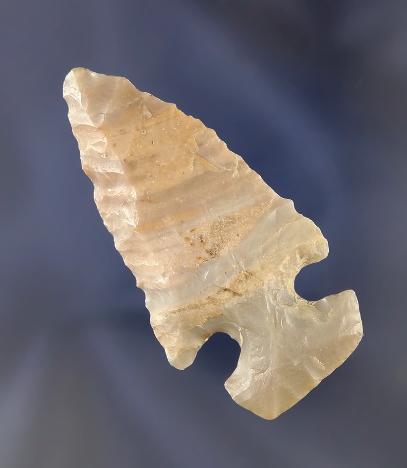 Uniquely styled 2 1/4" Archaic Bevel with a Dovetail styled base - Carter Cave Flint, found in KY.