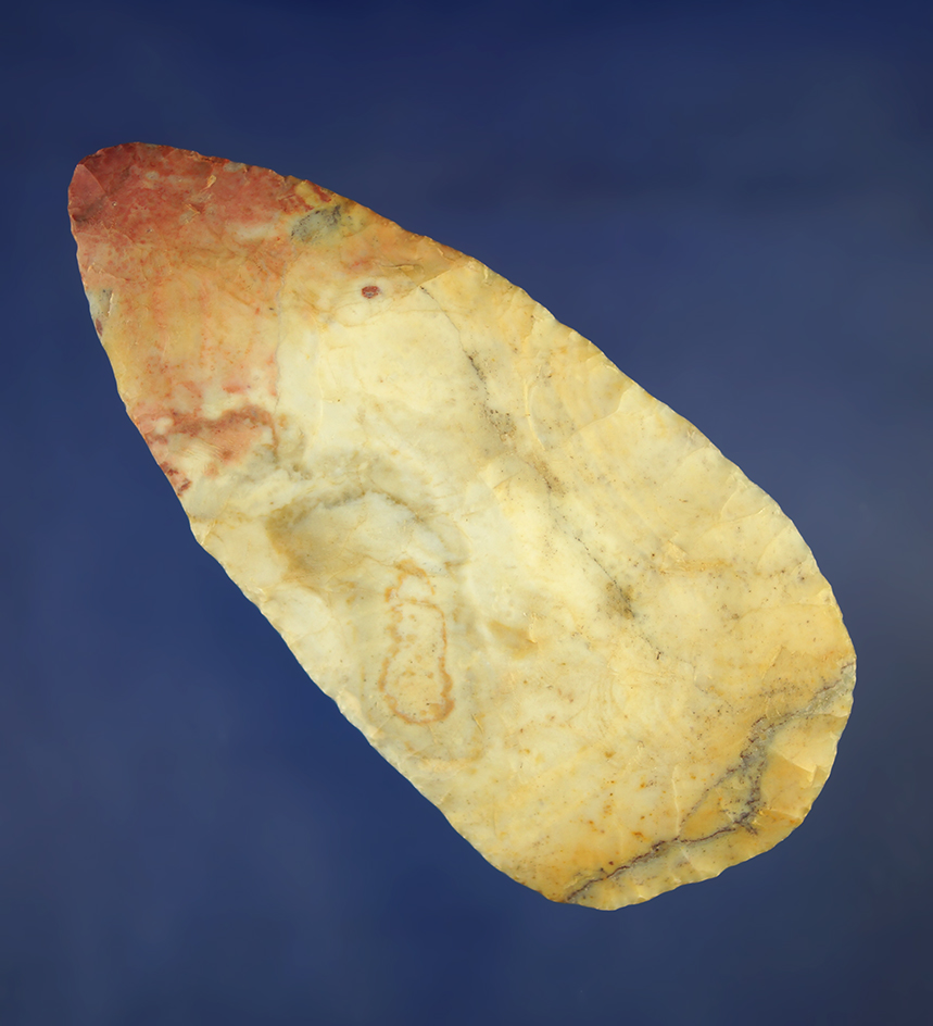 Exceptional color on this 4 1/16" Flint Ridge Flint Blade found in Newark Ohio.