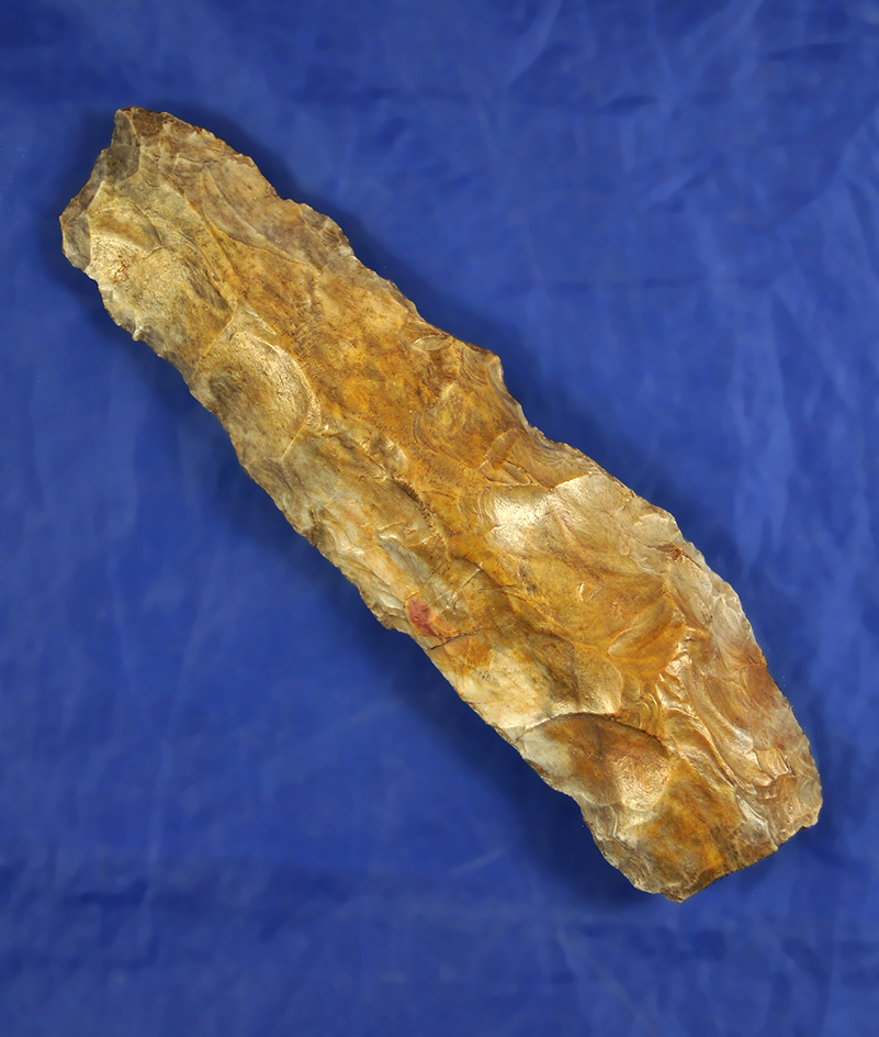 Very heavy patina on this large 6" Flint Ridge Flint Paleo Knife found in Ohio.