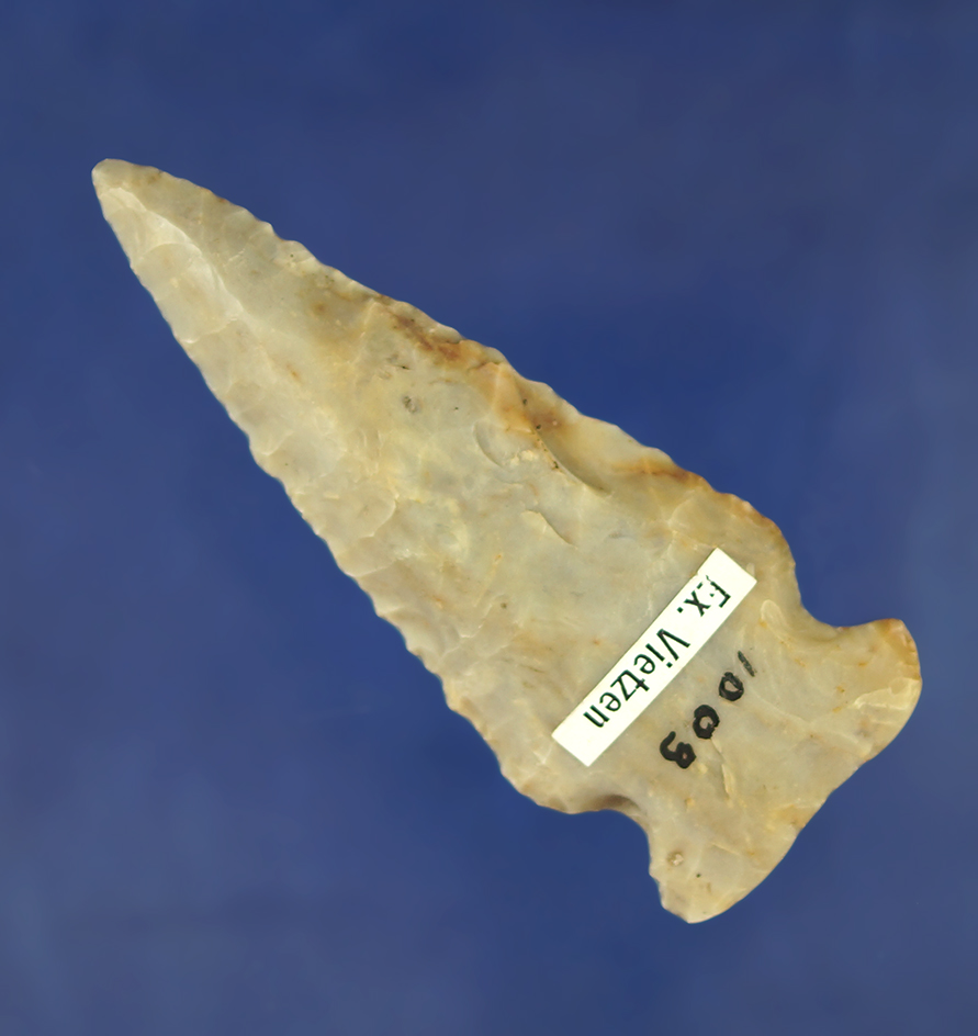 3 1/8" Flint Ridge Flint Dovetail found in Richland Co.,  Ohio. Ex. Vietzen, Hovan collections.