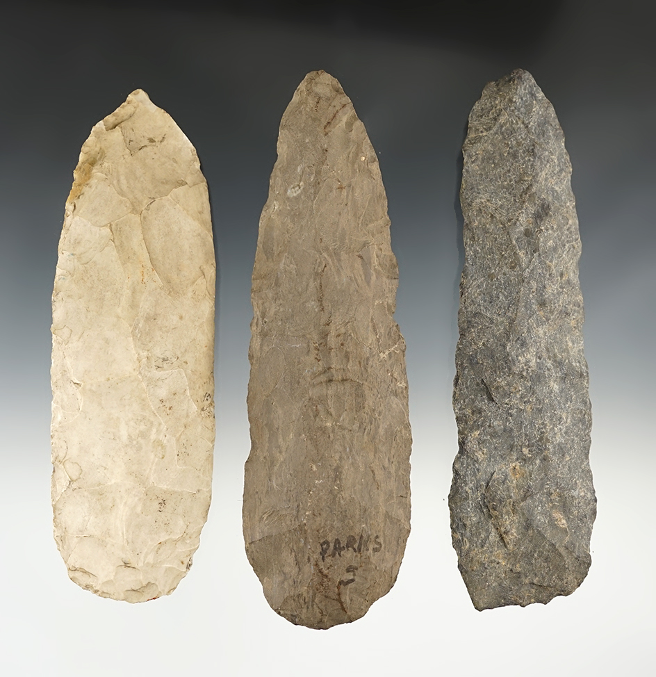 Set of 3 Large Blades/Knives found in the Midwest and Eastern U.S. The largest is 6 3/4".