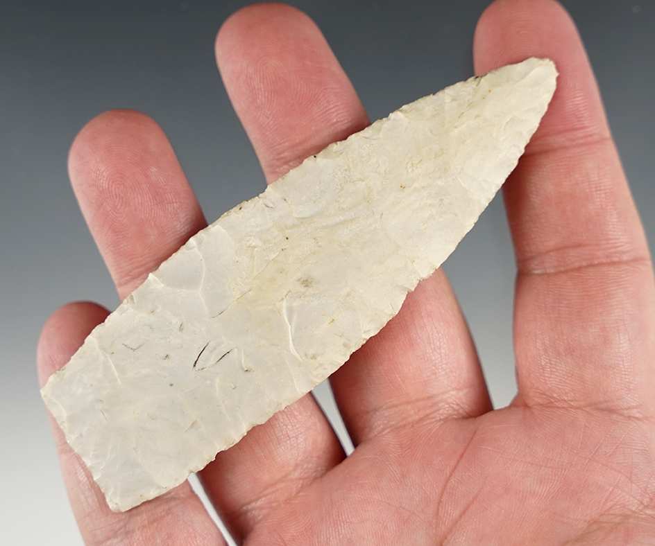 Thin and well flaked 4 1/16" Paleo Lanceolate- Hamilton Co., Ohio. Ex. Terry Reed collection.
