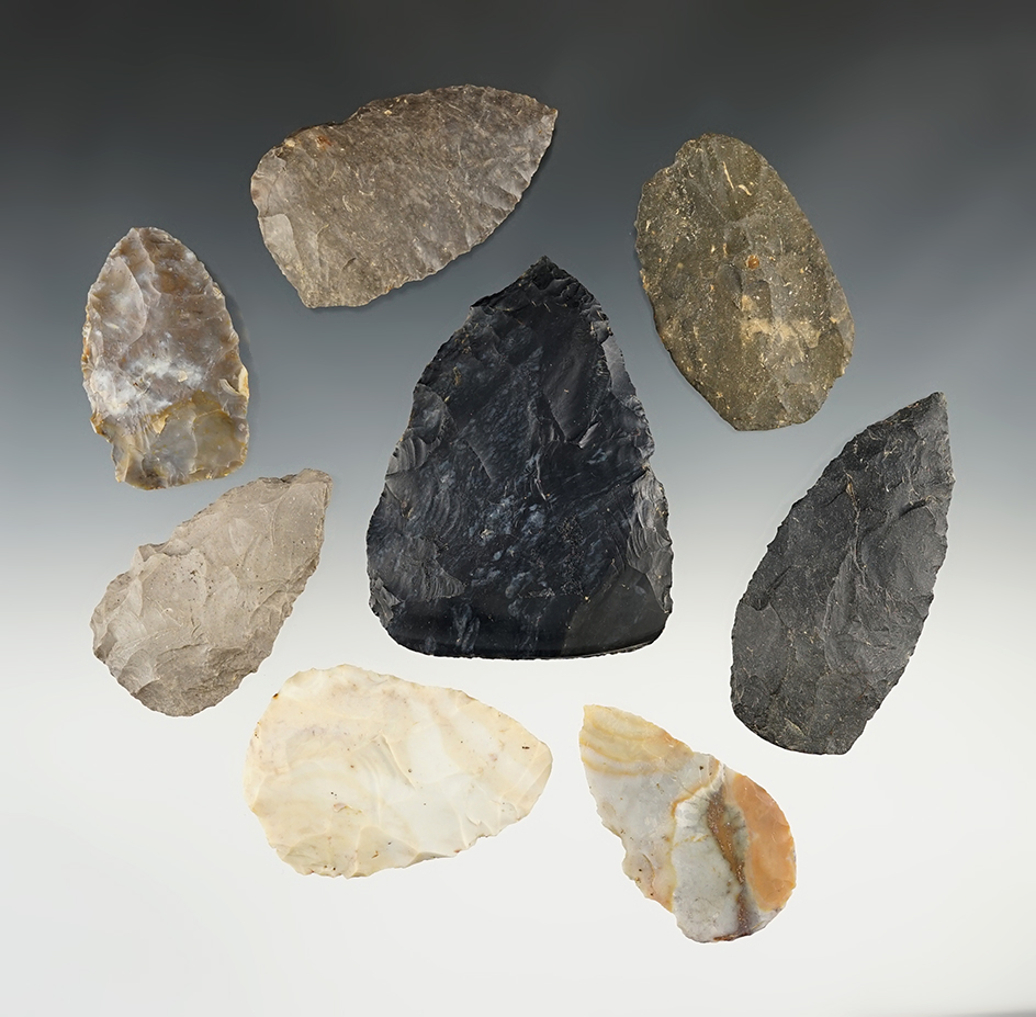 Set of 8 nice Blades found in Ohio. The largest is 3 5/16".