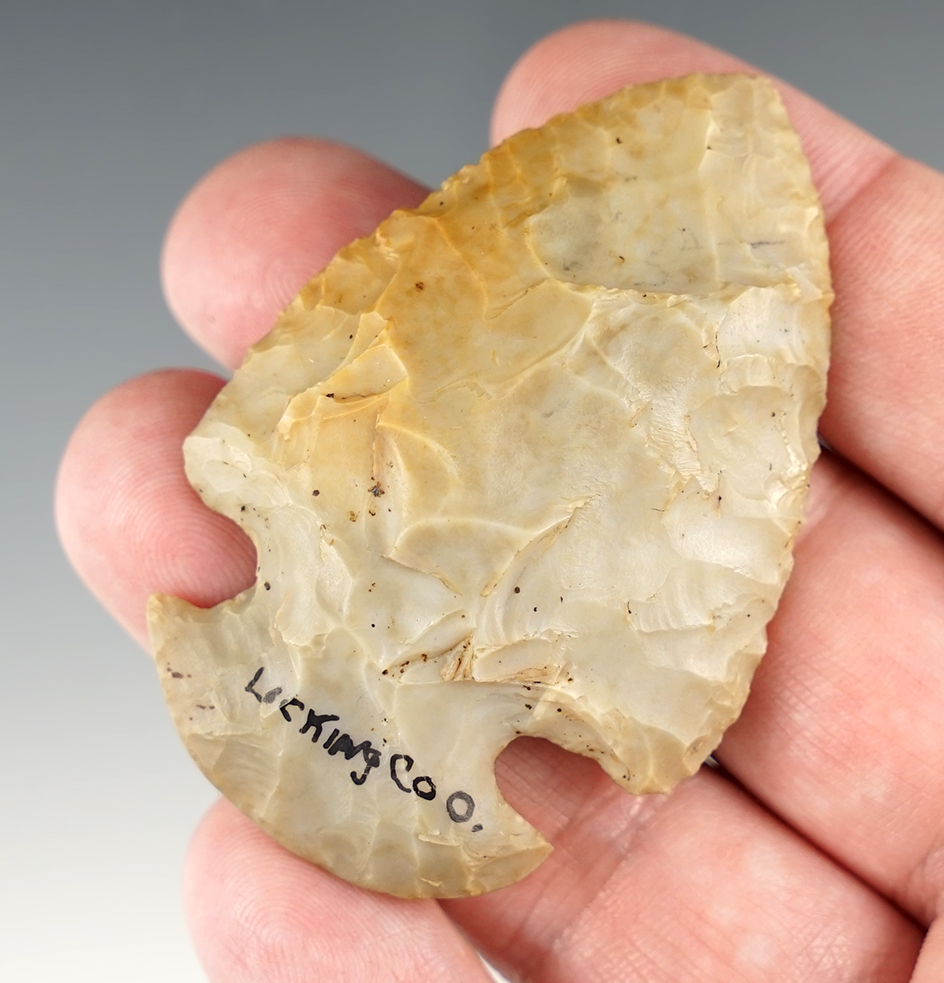 2 1/2" Flint Ridge Dovetail found in Licking Co., Ohio. Ex. Pertus collection. Bennett COA.