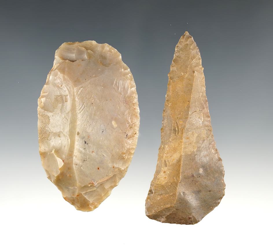 Pair of fine Uniface Knives - Ohio. Ex. E. C. Cline. The largest is 3 3/8".