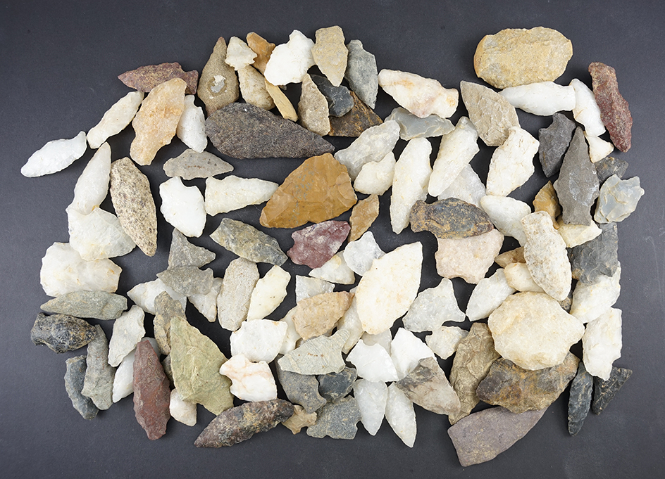 Set of 100 points found in the Eastern U.S. Most are in good condition. The largest is 2 7/8".