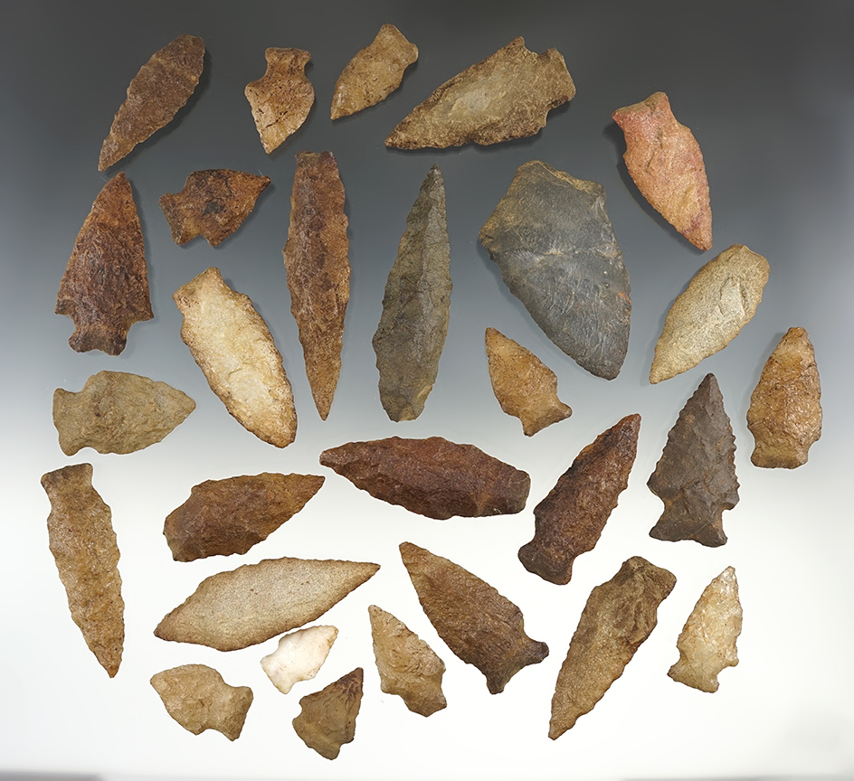 Set of 24 nice points found in the Eastern U.S. The largest is 3".