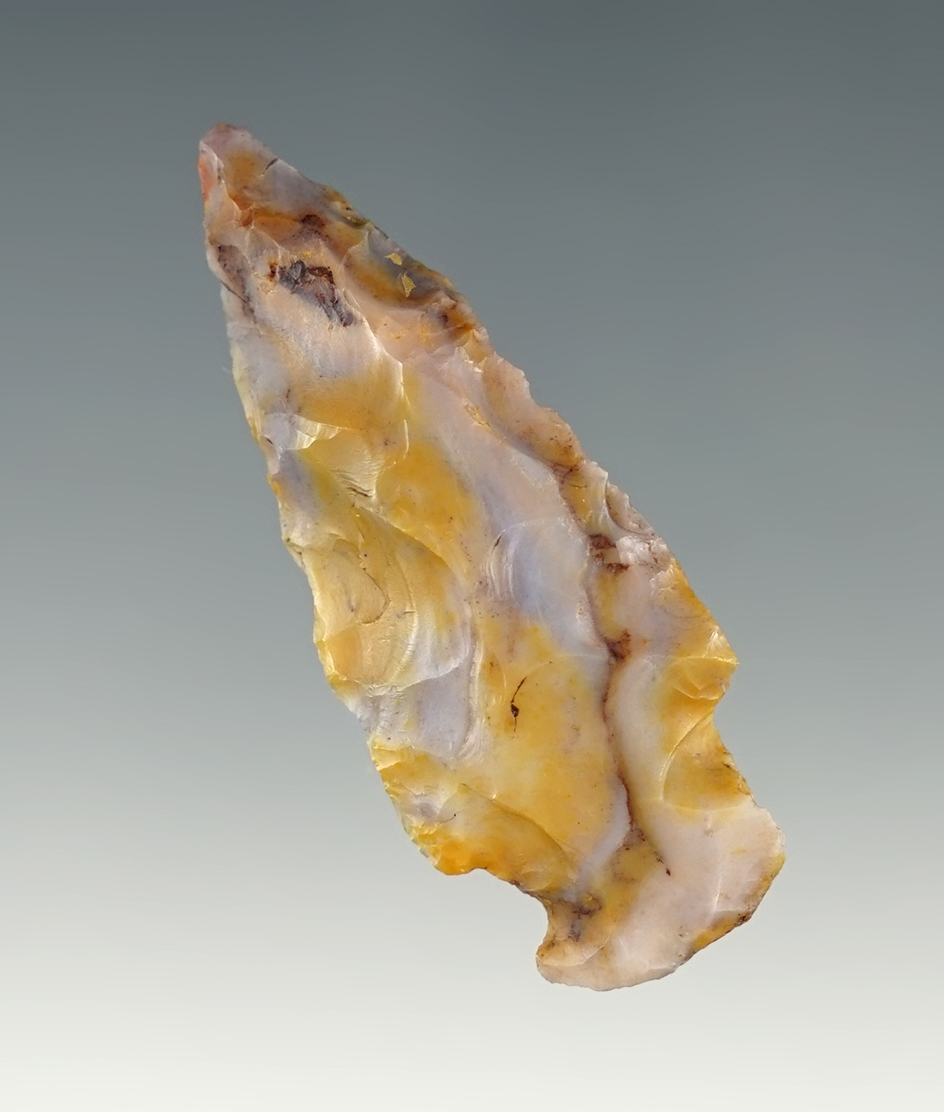 Amazing color on this 2" Ohio Flint Ridge point.