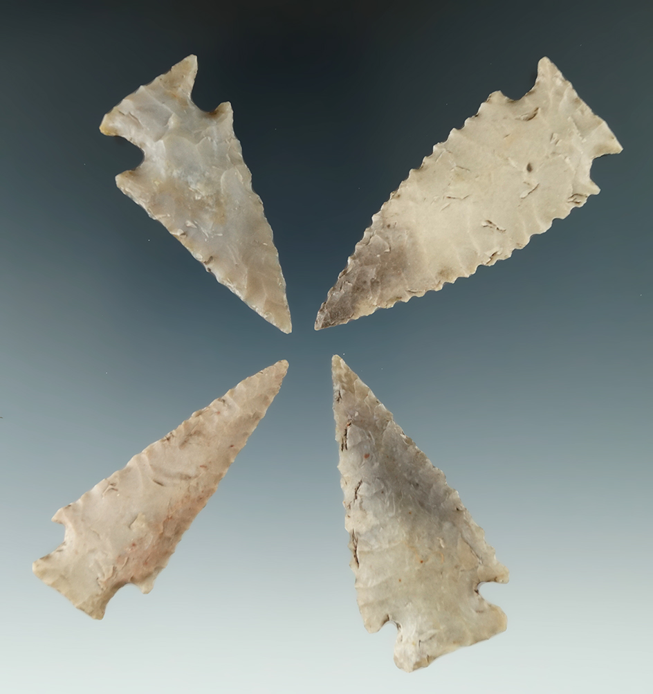 Set of four Ensor points found in Texas, largest is 2 1/2".