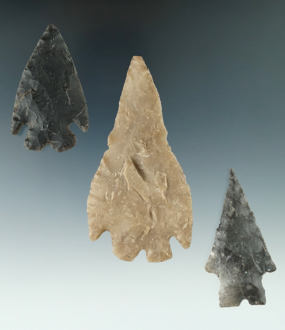 Set of three Montel points found in Texas, largest is 3 7/16".