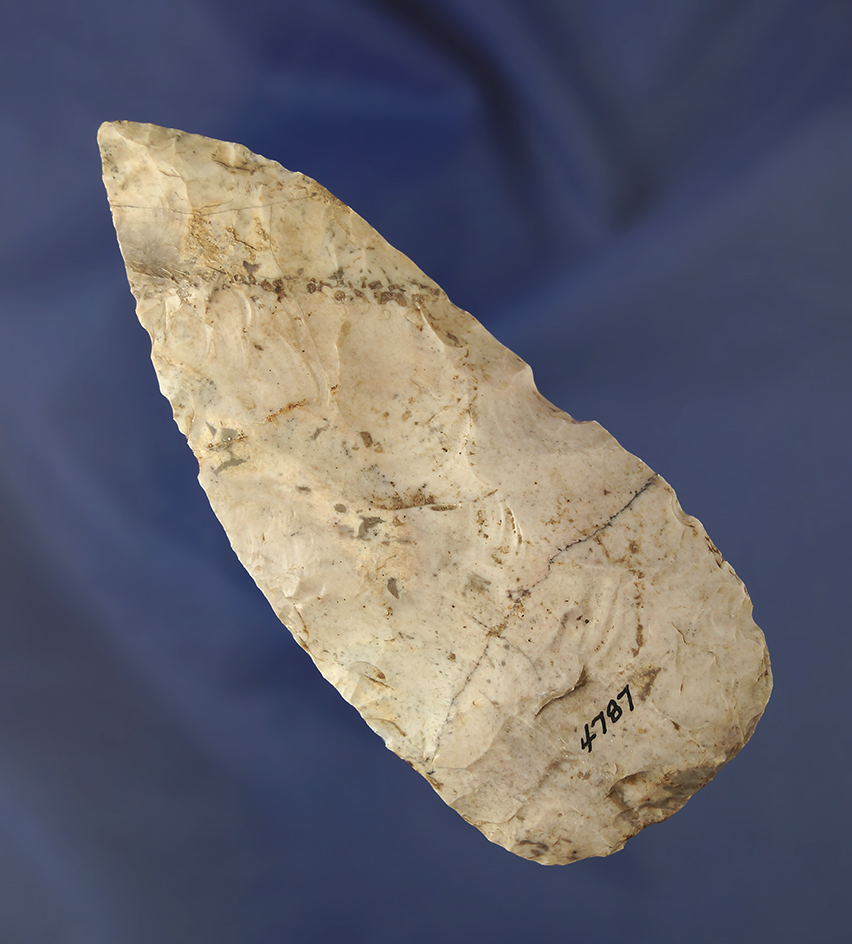 4 1/2" well patinated colorful Flint Blade found near Shoal Creek, Newton Co.,  Missouri.