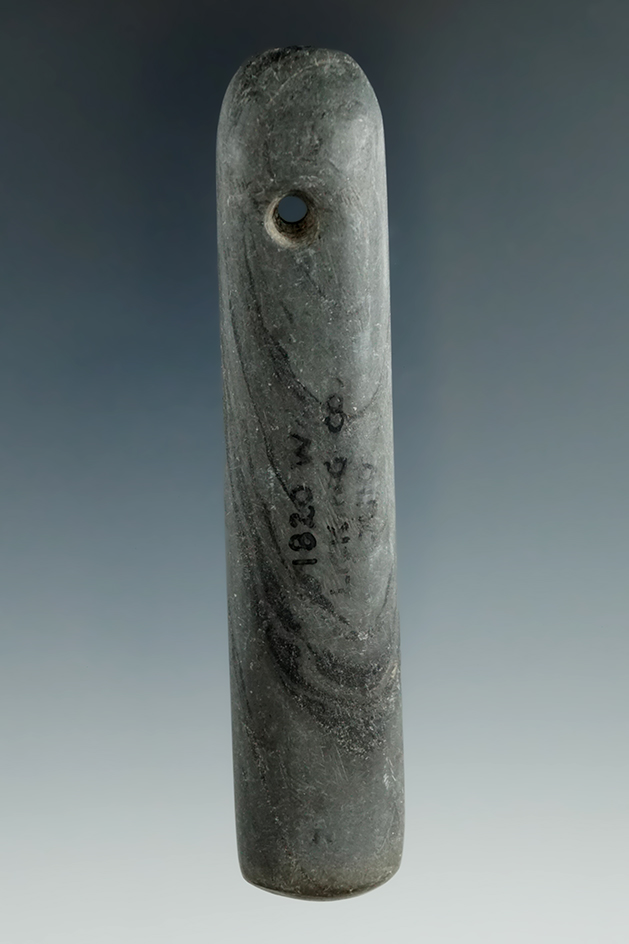 3 11/16" Woodland Pendant made from Banded Slate, found in Licking Co., Ohio. Ex. August Wehrle