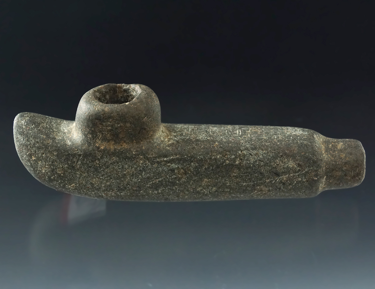 4" Long Stone Pipe is heavily patinated found in New York.
