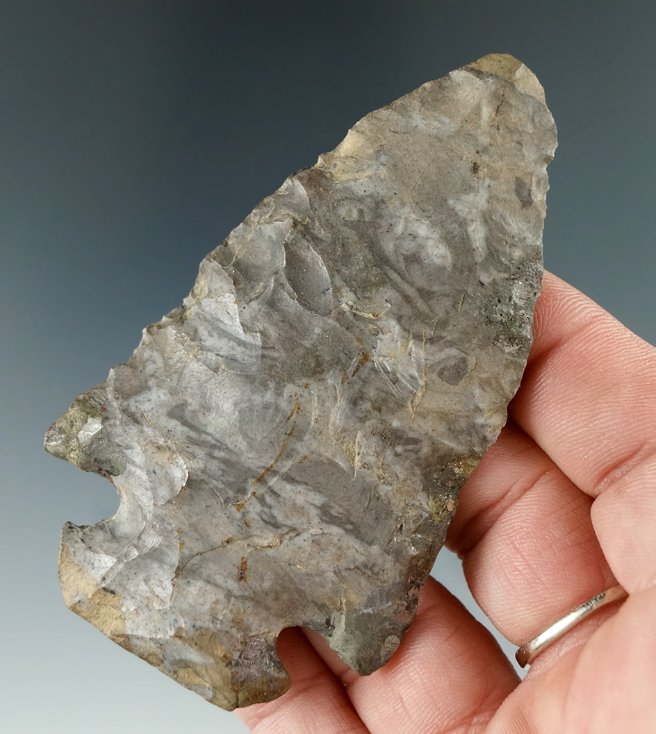 3 1/4" Dovetail - Onondaga Flint with restoration to the ears and one basal corner - New York.