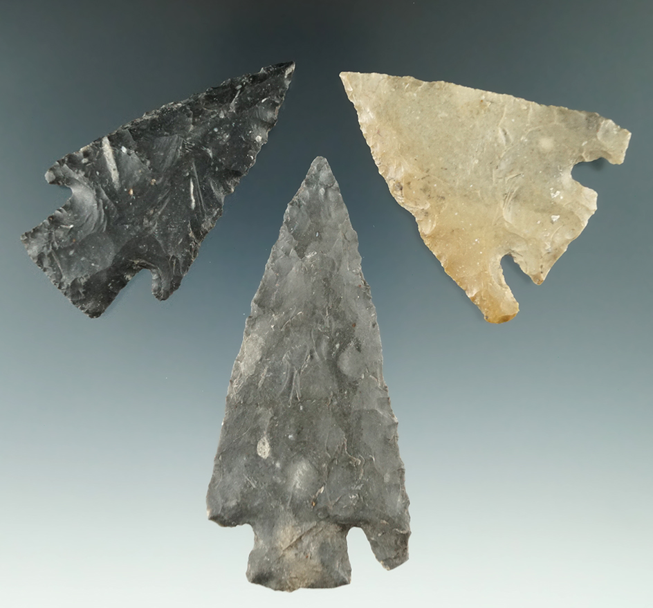 Set of three Marshall points found in Texas, largest is 3 1/8".