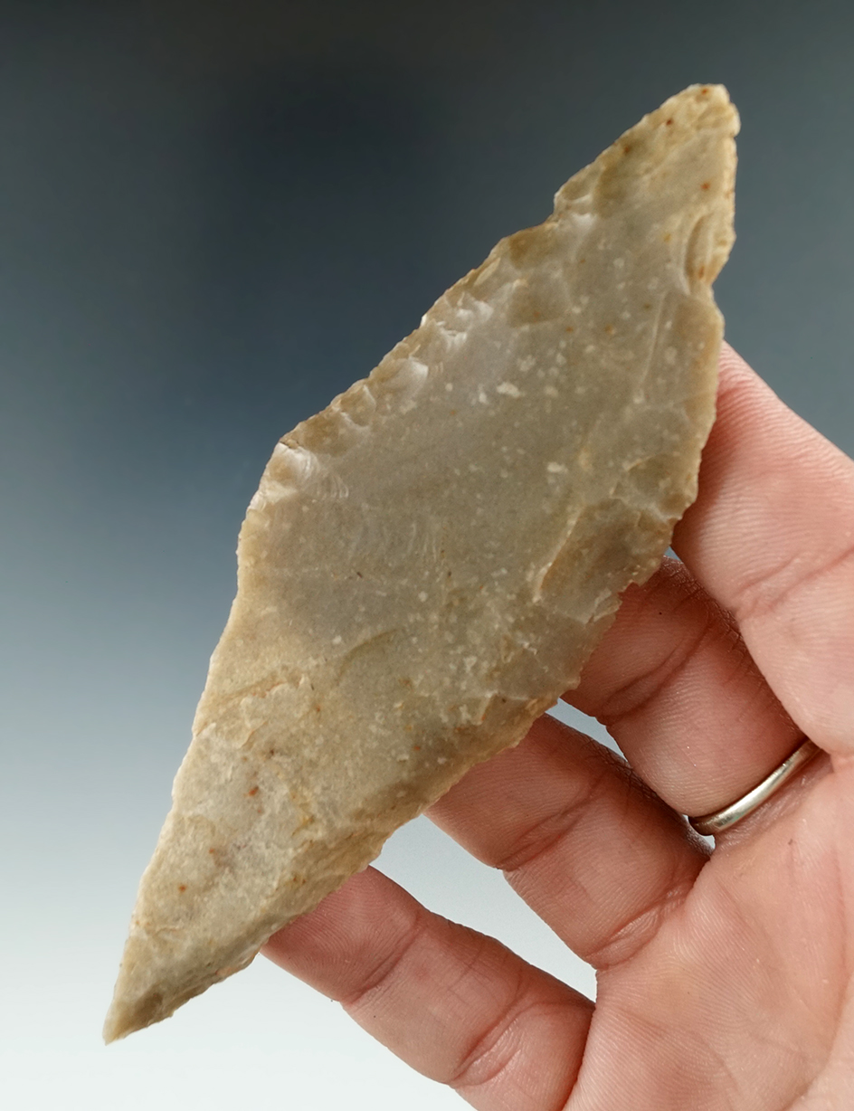 4 1/4" Harahey four bevel Knife found in Texas.