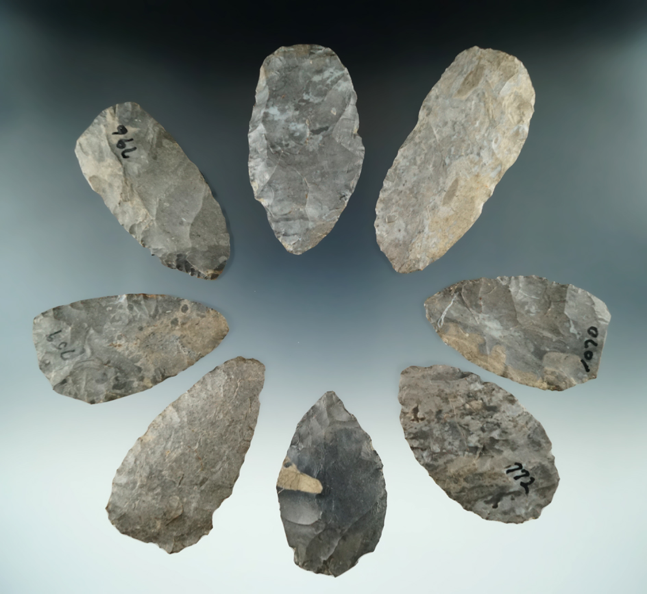 Cache of eight Blades found near the Genesee River, Belfast, Allegheny Co., New York.