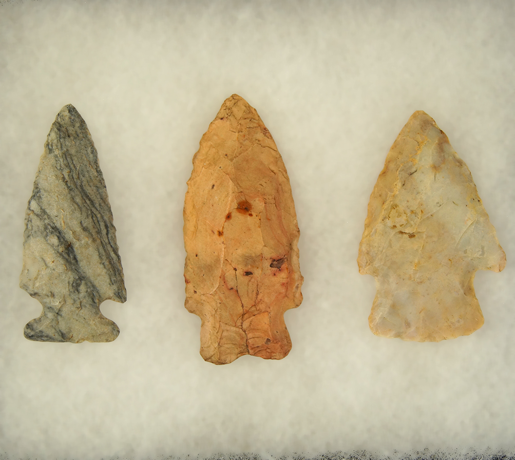 Set of three Arrowheads found in Ohio – largest is 2 3/8".