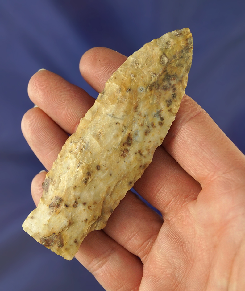 3 1/2" Etley point made from attractive material found in St. Charles Co.,  Missouri. Partain COA.
