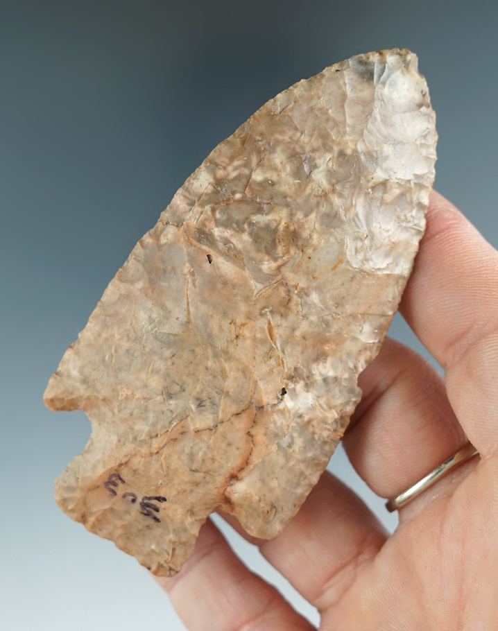3 1/2" Broad Blade - Nethers Flint Ridge Flint. Found in Bedford Co., Indiana.  Bennett COA.