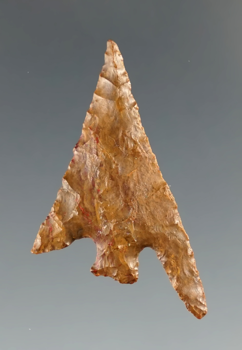 1 3/8" Gunther point made from brown Jasper found in Oregon.  Ex. Charles Shewey.