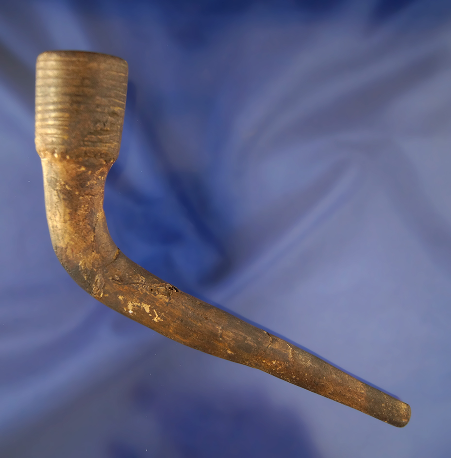 6 3/4" Clay Iroquois pipe found in New York a couple nicely restored breaks to stem.