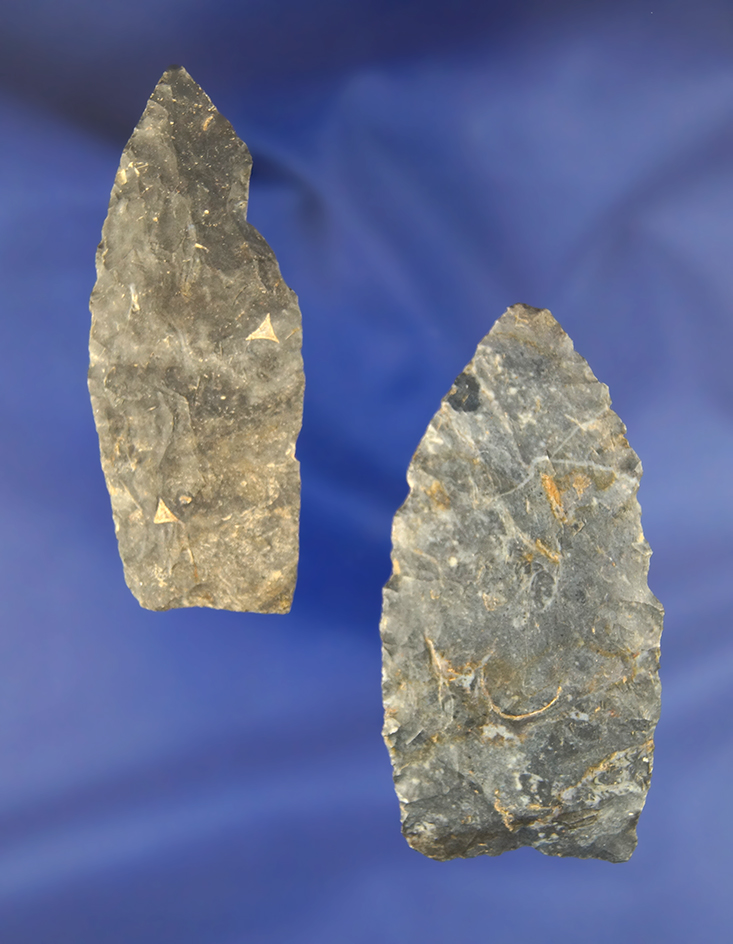 Pair of Paleo Lanceolates made from Coshocton Flint and found in Ohio.