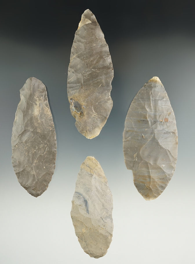 Set of four Blades from the Lyons Cache found in Greene Co., Indiana.