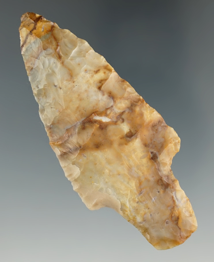 3 11/16" Adena with a small amount of restoration to one shoulder, found in Jay County Indiana.