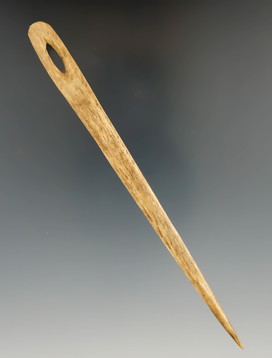 5 15/16" Perforated Needle made from bone in excellent condition found in Kentucky.