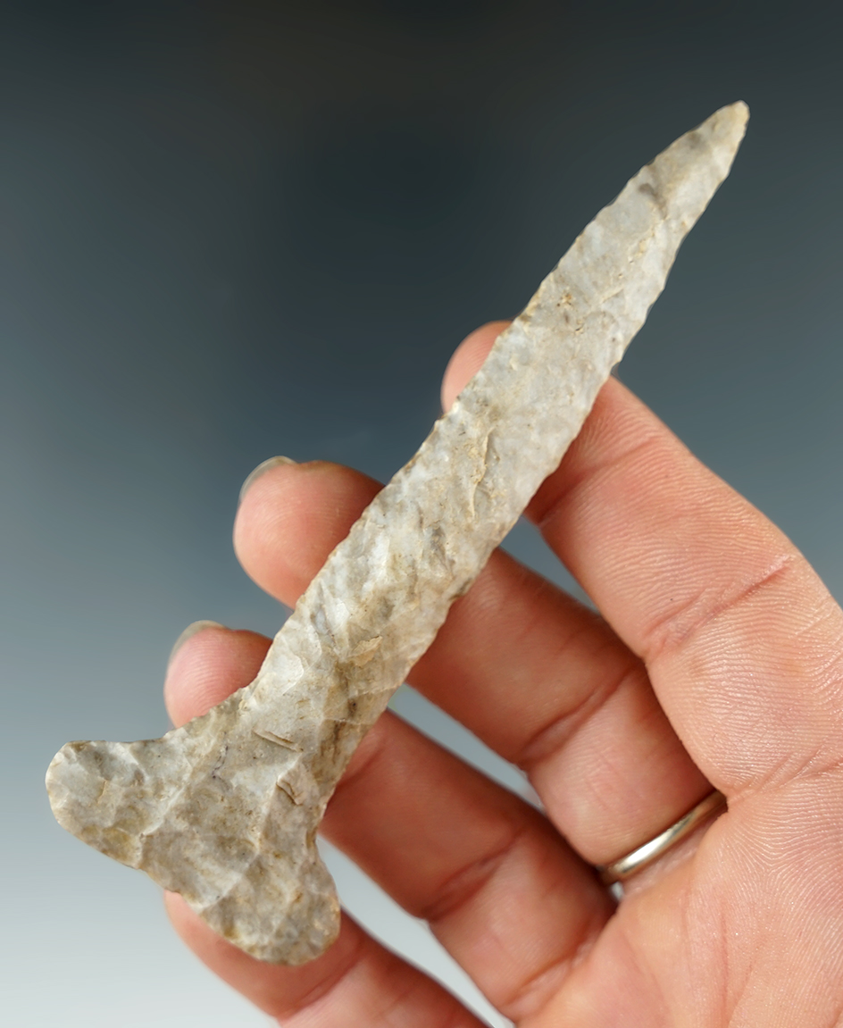 3 7/8" Coshocton Gray "T" Drill, nice example. Found in Delaware Co., Ohio.