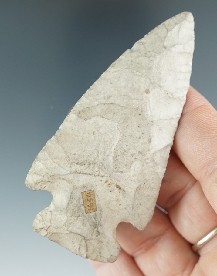 3 1/16" nicely patinated Archaic Cornernotch found in Indiana.