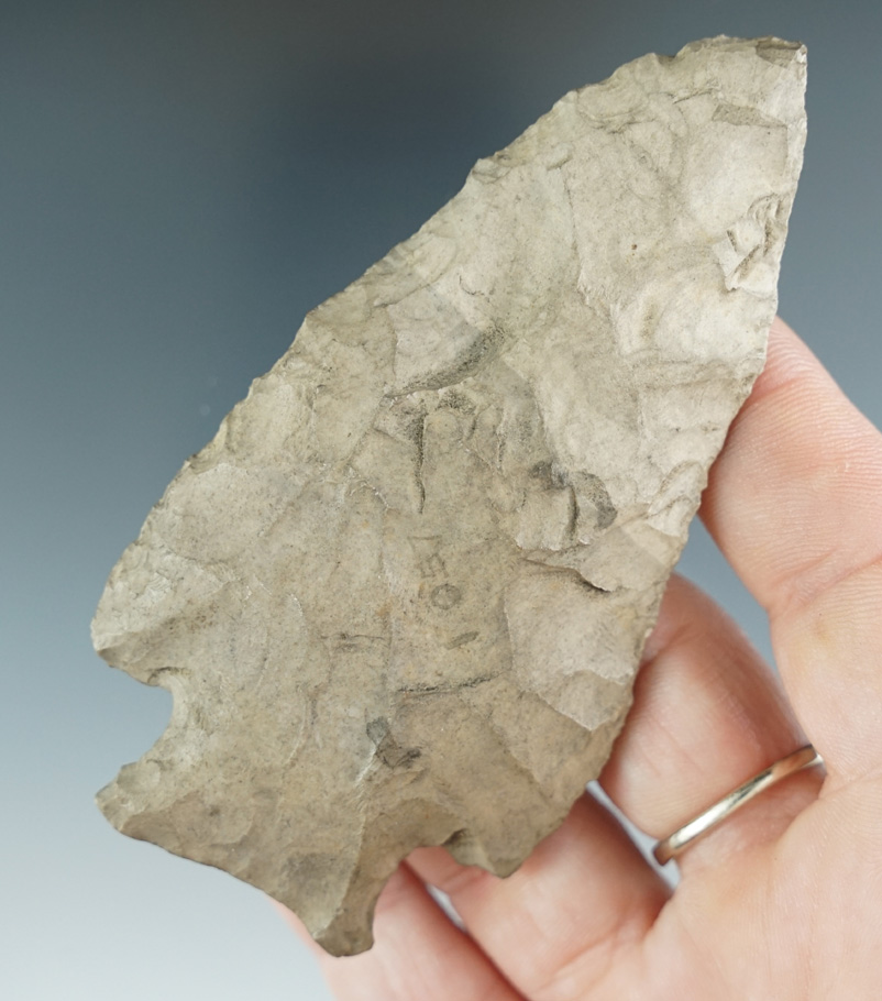 3 11/16" well patinated Flint Knife found in Indiana.