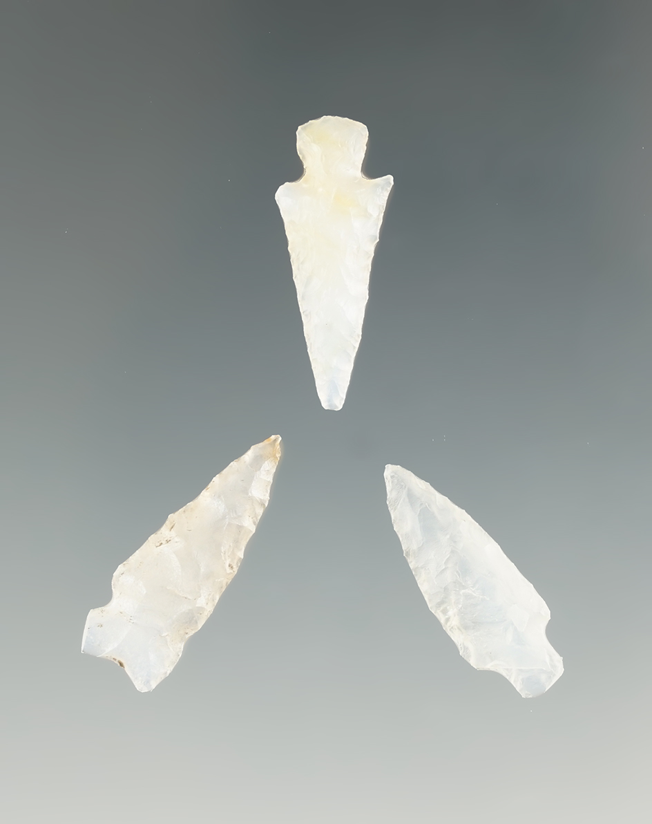 Set of three Agate Gem Points found near the Columbia River. Largest is 15/16".