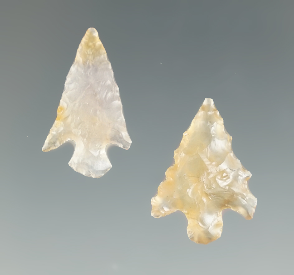 Pair of Agate Gem Points found near the Columbia River. Largest is 13/16".