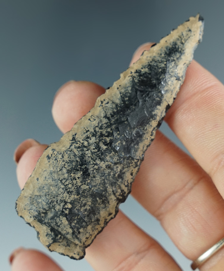 2 13/16" Obsidian Knife that is very heavily patinated found in Oregon.