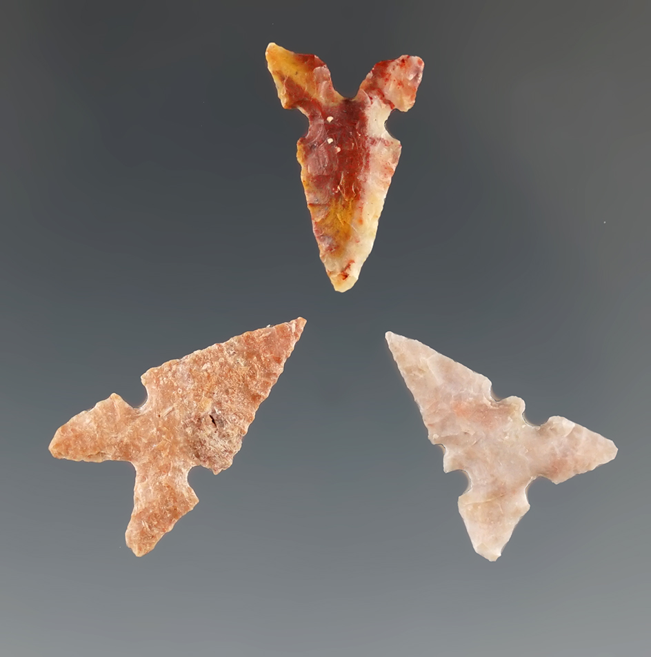 Set of three attractive Toyah points found in Texas, largest is 3/4".