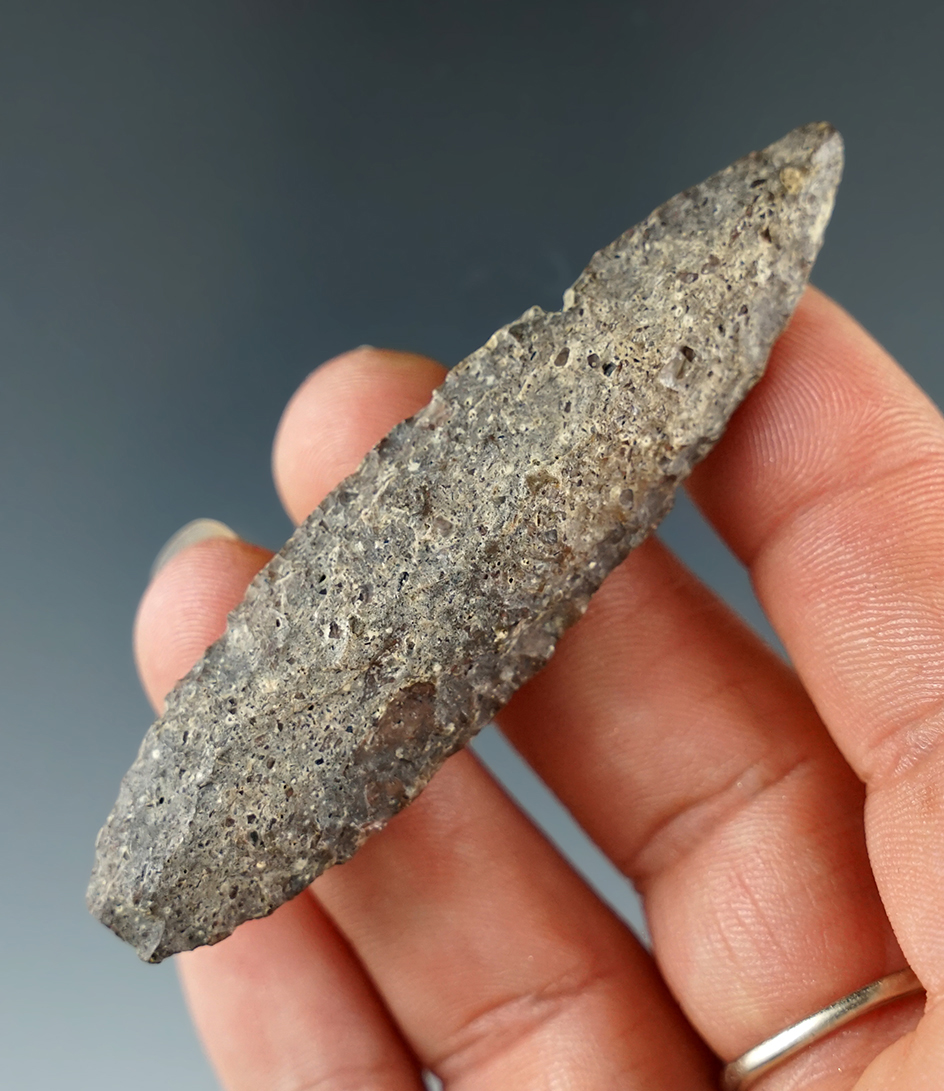 2 3/4" Heavily patinated Lerma point found in Texas.