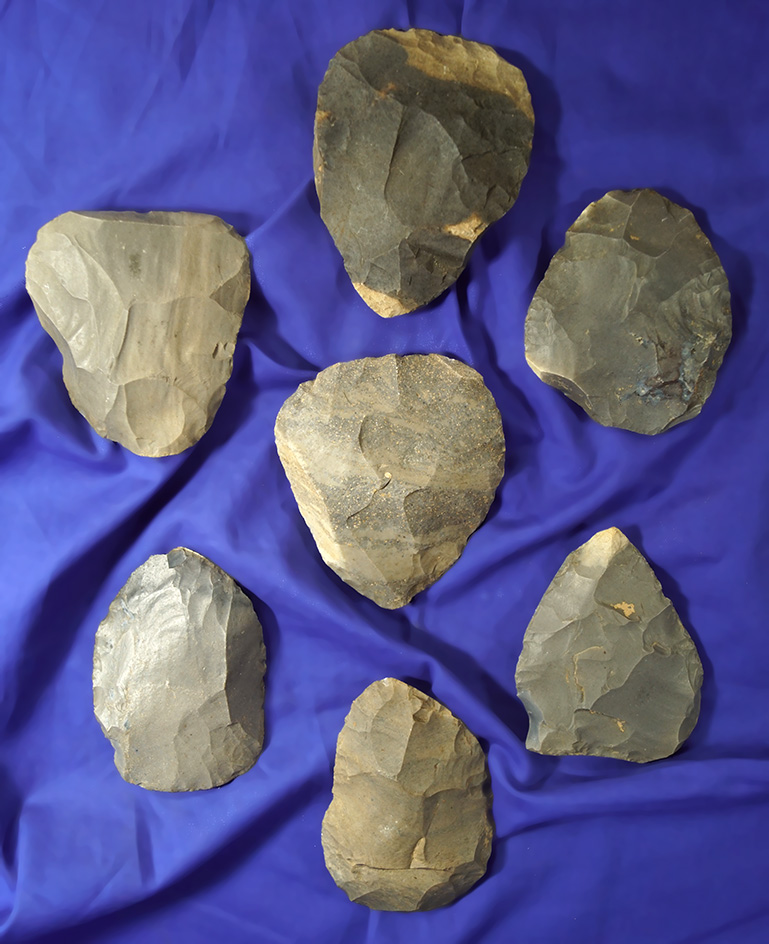 Group of Seven Hornstone Blades found together in a cache in Eaton, Indiana. Largest is 4 1/16".