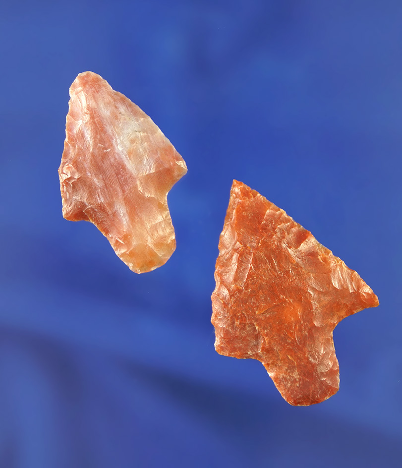 Pair of Marion points made from attractive material, largest is 1 9/16". Found in Florida.