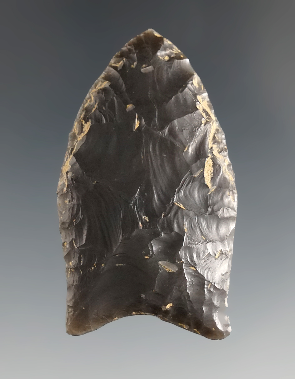 2" Paleo Fluted Clovis made from beautiful Sonora Flint found in Ohio.