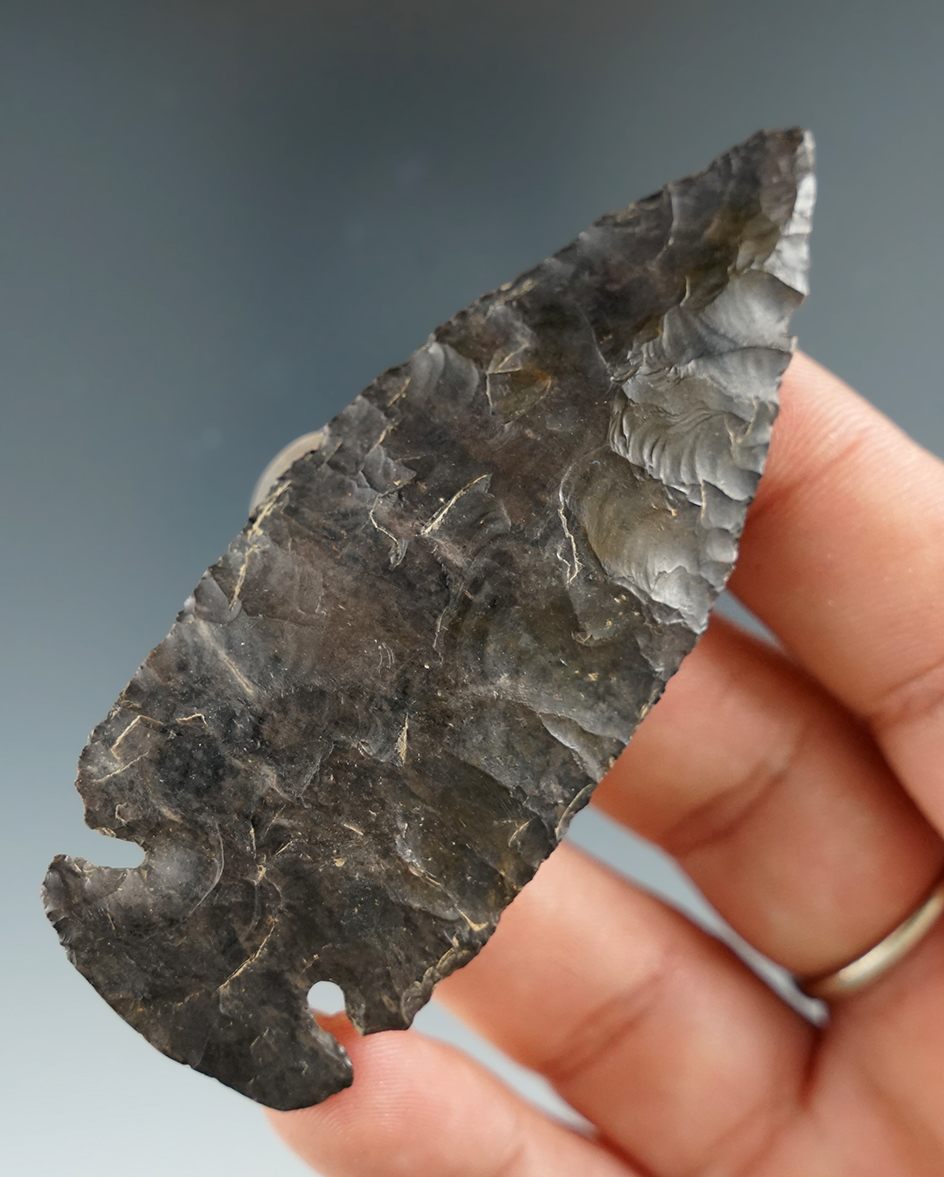 3 3/16" Very thin Jacks Reef made from Coshocton Flint found in St. Charles, Ohio. Bennett COA.