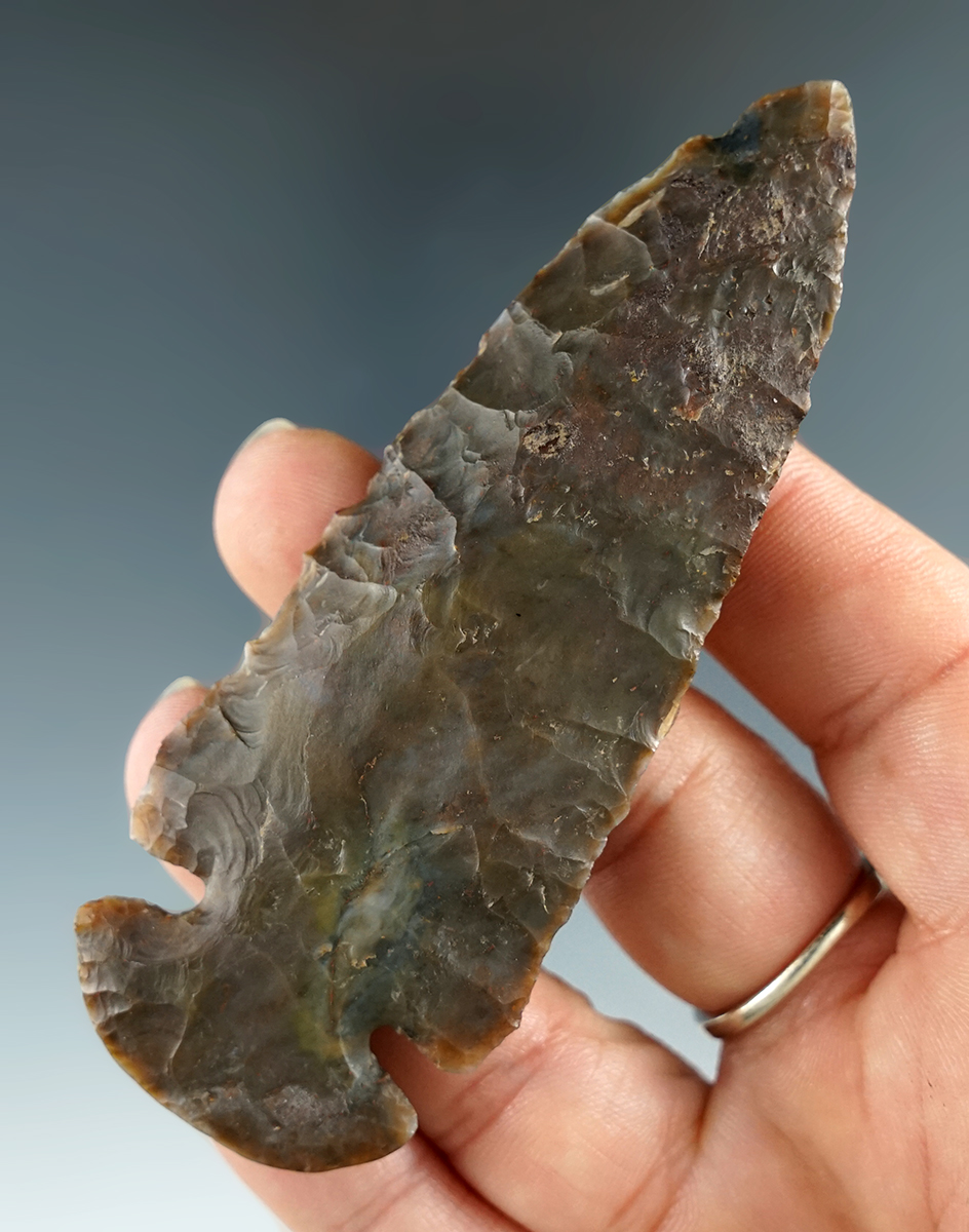 3 3/4" Flint Ridge Flint Dovetail found in Pickaway Co., Ohio. Comes with a Bennett COA.