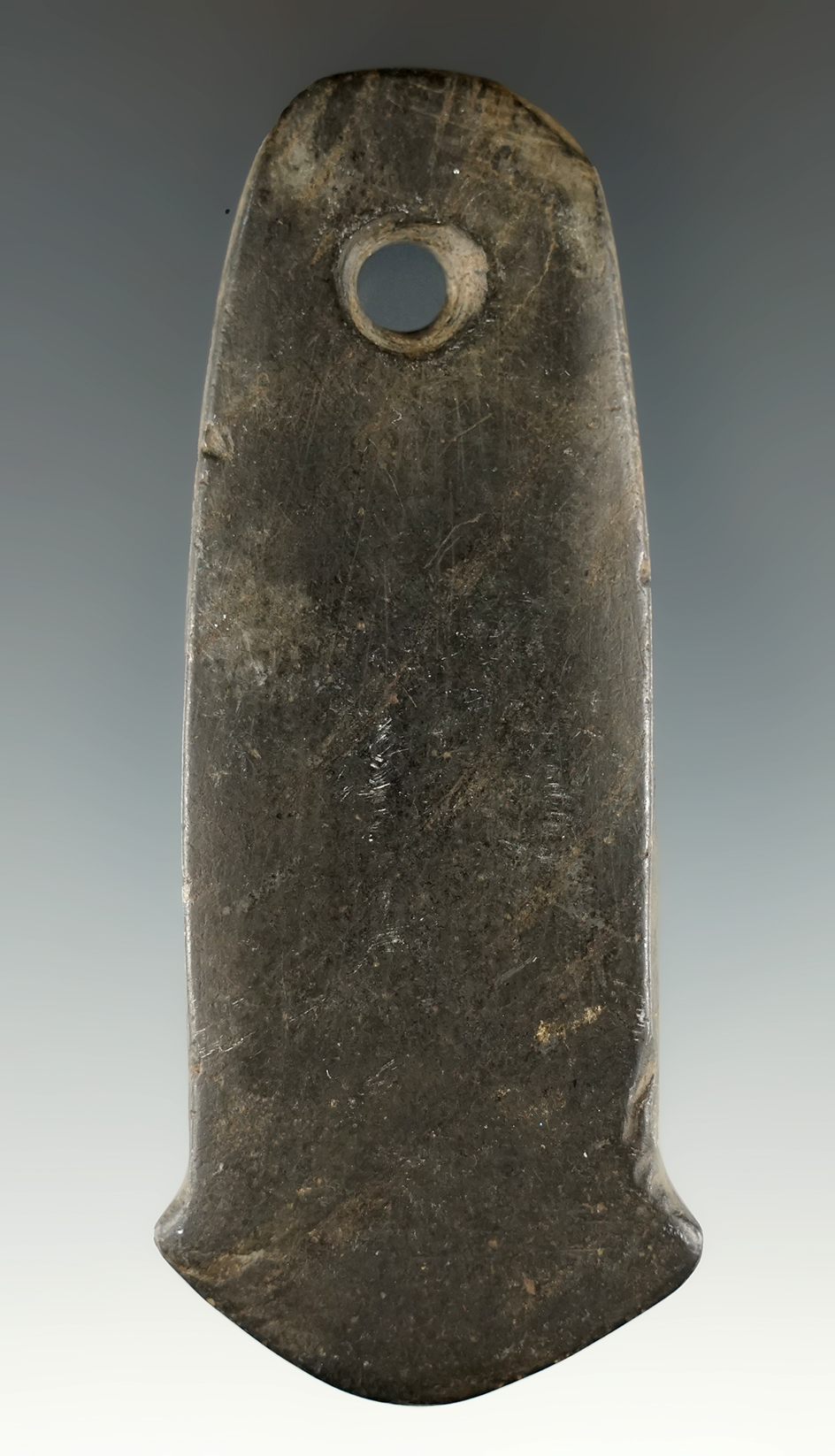 3 9/16" Adena Anchor Pendant made from Banded Slate.  Pictured.  Ex. Bill Tiell, Jerre Wall.