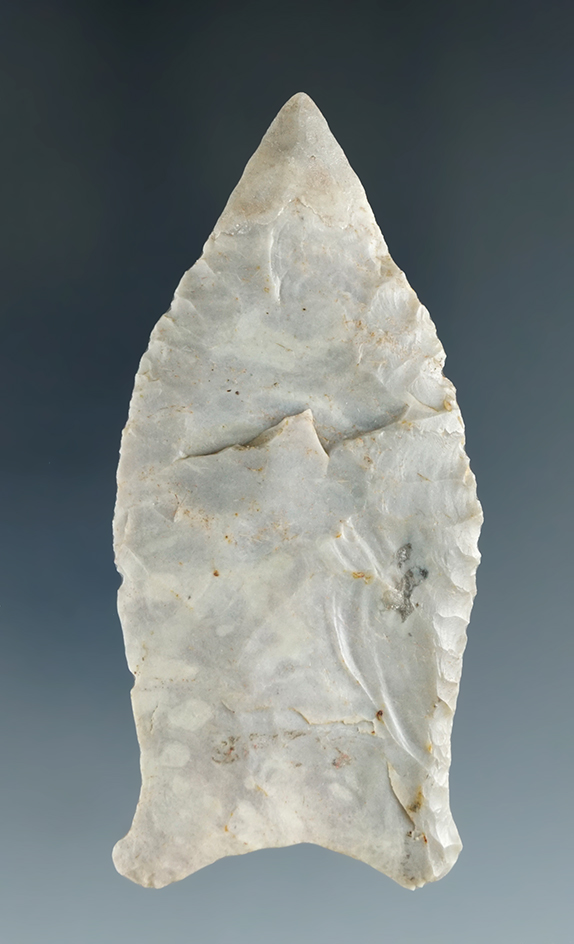 2 11/16" Paleo Quad with a restored tip found by Rob Lowe in Sequatchie Co. TN. Dickey COA.