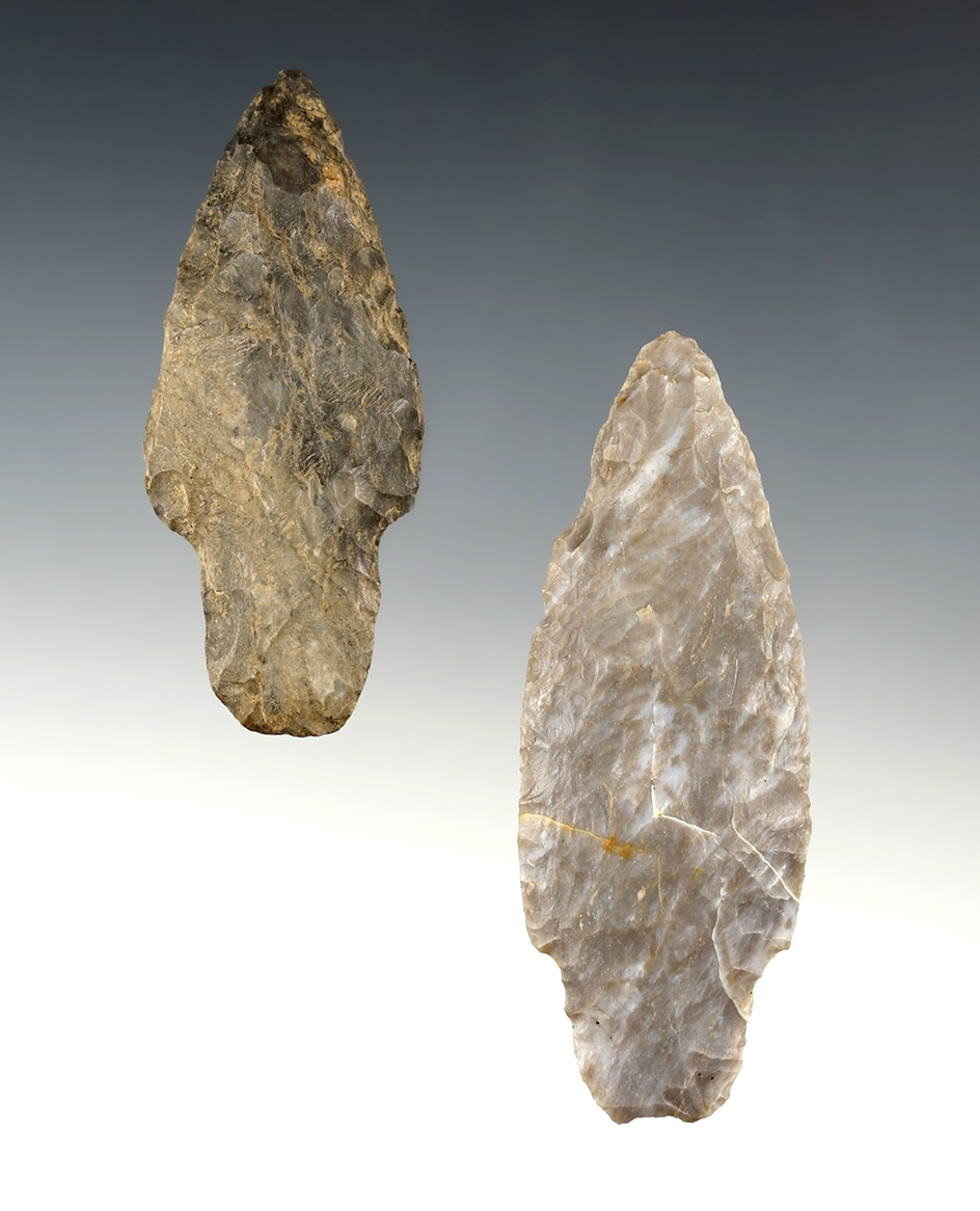 Pair of well made Ohio Adena points. The largest is 3 1/4".
