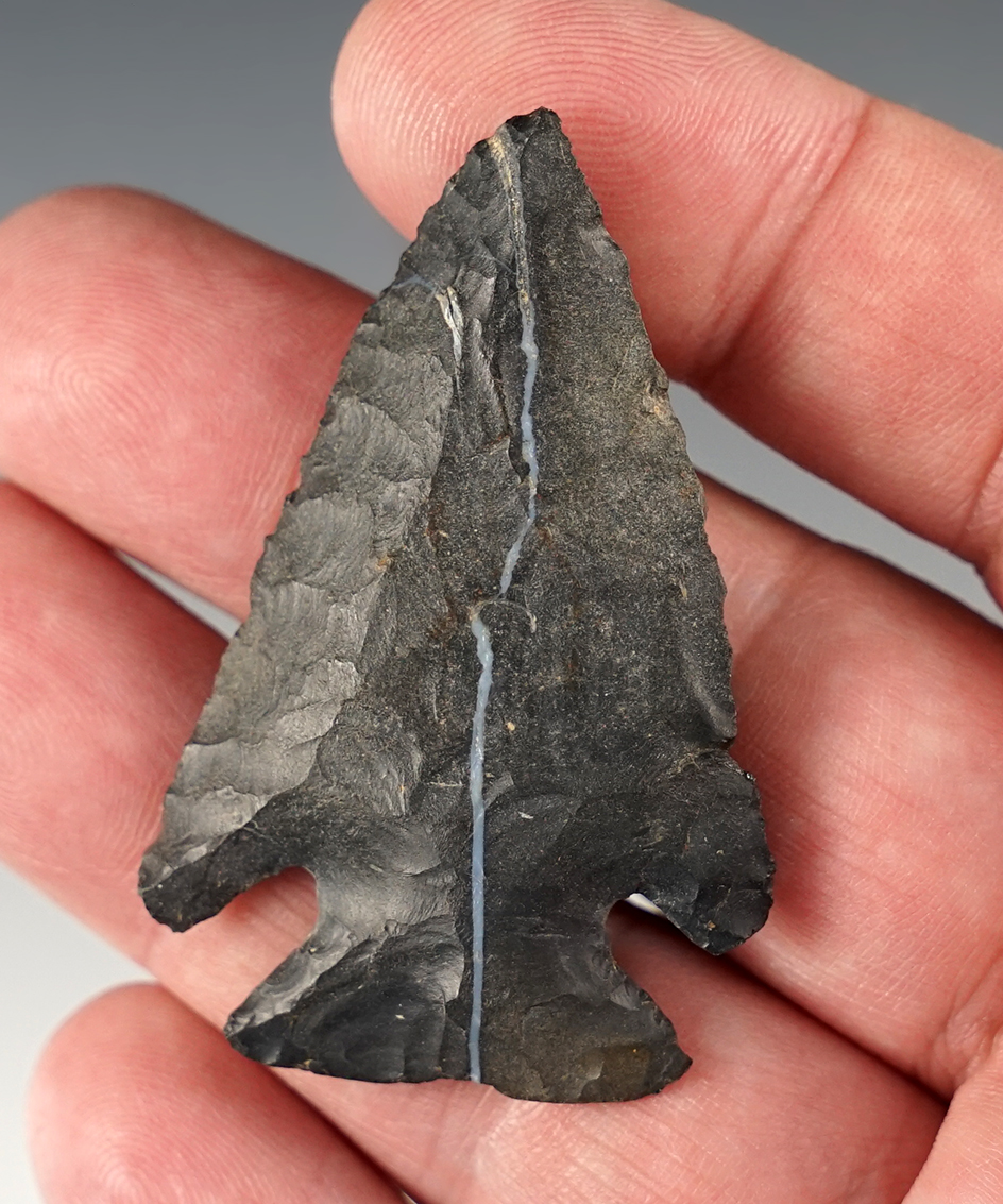 Well made 2 1/8" Archaic Thebes Bevel found in Carroll Co., Ohio with a nice "lightning line".