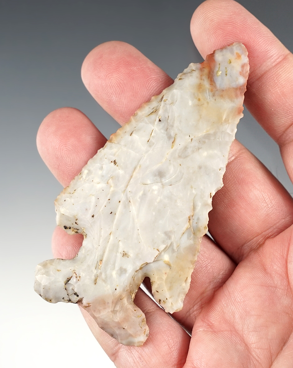 3 9/16" Thebes found in Delaware Co., Ohio. Flint Ridge flint. Bennett COA.