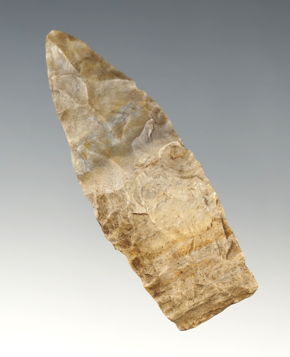 Well patinated 2 5/8" Paleo Lanceolate - Celeryville, Huron Co., Ohio in 1961 by Don Beer.