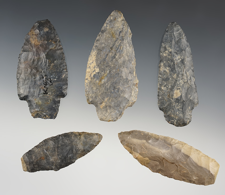 Set of 5 nice Ohio points in excellent condition. The largest is 3 1/2".